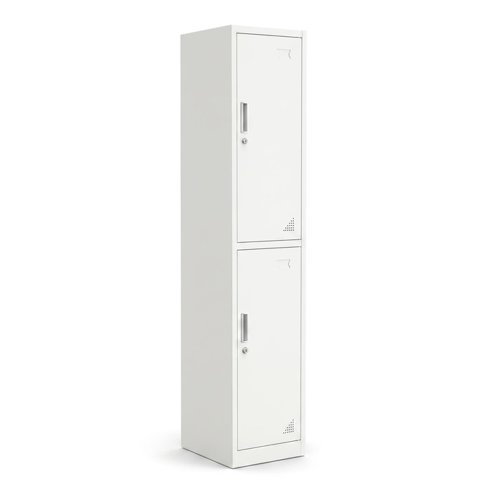 Lauft Steel Storage Locker Cabinet, 2 Door White Cupboard For Garage Gym Office