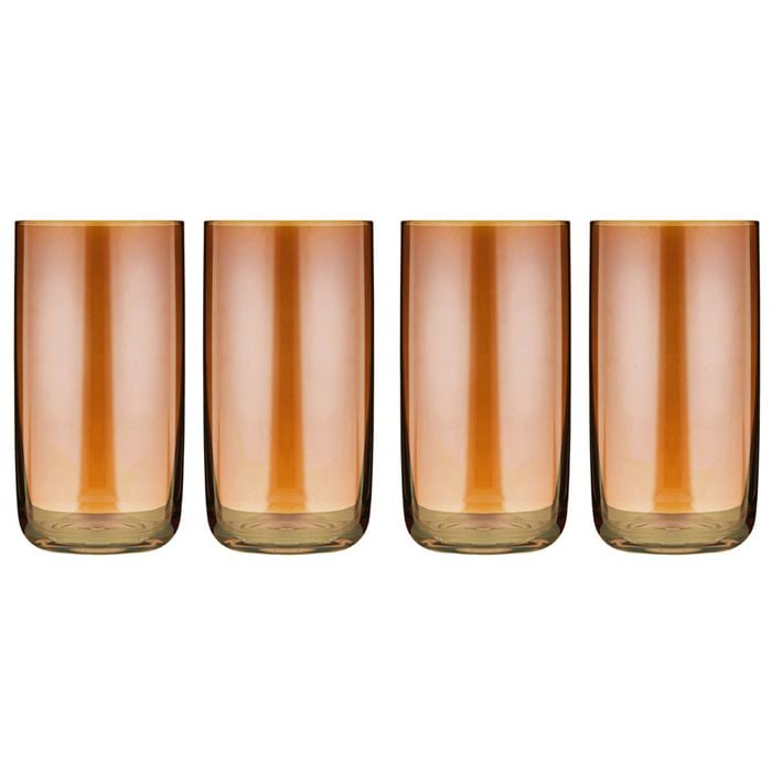 2x 2pc Tempa Verity Highball Tumbler Drinking Glass Set - Amber