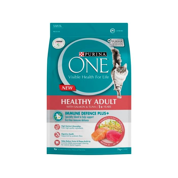 Purina One 3kg Healthy Adult with Salmon and Tuna Dry Cat Food