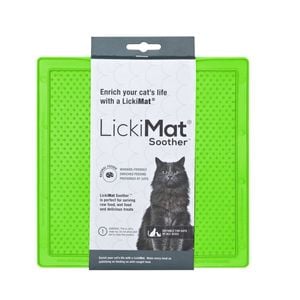 LickiMat Classic Soother Boredom Buster Cats Slow Feeder Mat Green