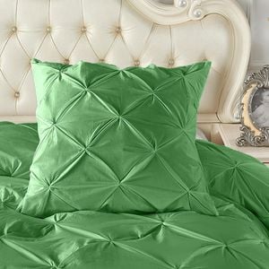 CottonMore 2pcs of 100% Cotton Green Pinch Pleated Euro Cushion Covers 65x65cm