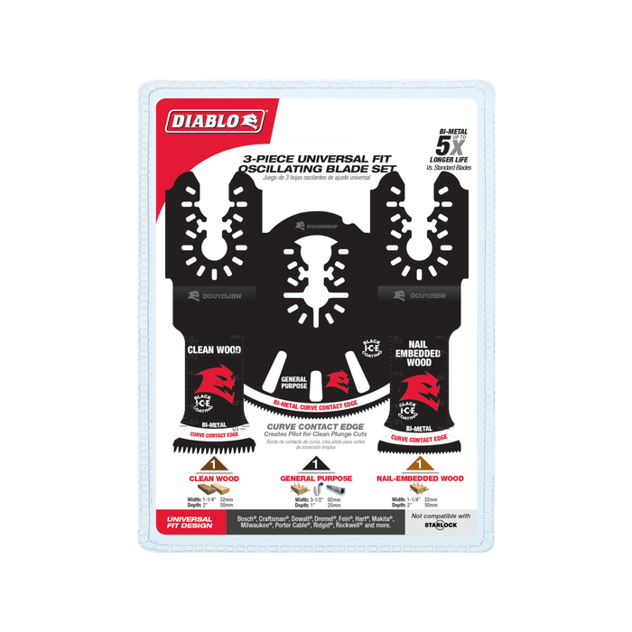 Diablo Multi-Tool Blade Set Three Piece Bi-Metal Universal