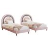 Oikiture 2X Kids Single Velvet Upholstered Bed - Pink