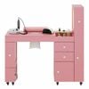 Ufurniture Manicure Table Acetone Resistant with Dust Collector Clear Showcase LED Light Rolling Wheels Pink