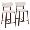 Nomi Walnut Look Upholstered Bar Stool - Beige Fabric (Set of 2)