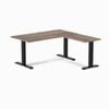 Desky Fixed Height Natural Walnut Melamine L-Shape Office Desk 1500x1550mm Matte Black Frame