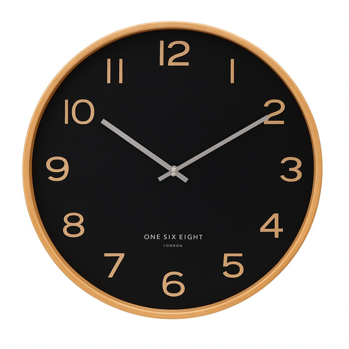One Six Eight London Wallace Black 41cm Silent Wall Clock
