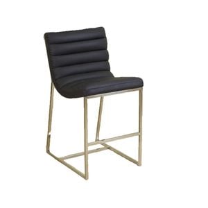 Auburn Black Leather Barstool