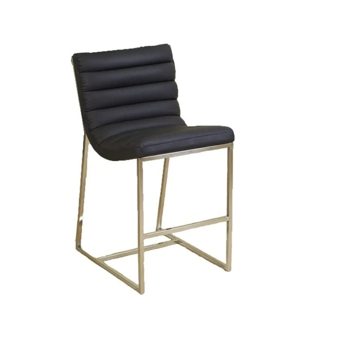 Auburn Black Leather Barstool