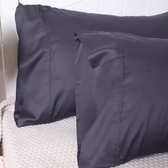 CottonMore A Pair of 100% Bamboo Pillowcases Silk feel - Charcoal Blue