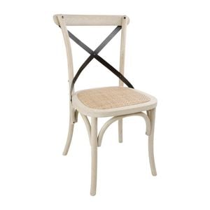 Bolero Bentwood Dining Chairs With Metal Cross Backrest Oak Wood Frame Rattan Seat 880x460x540mm 2 Pack