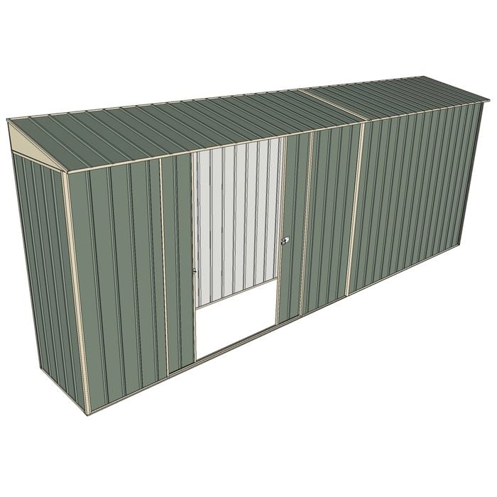 Build-a-Shed 0.8 x 5.2 x 2m Skillion Shed with Double Sliding Side Doors - Green