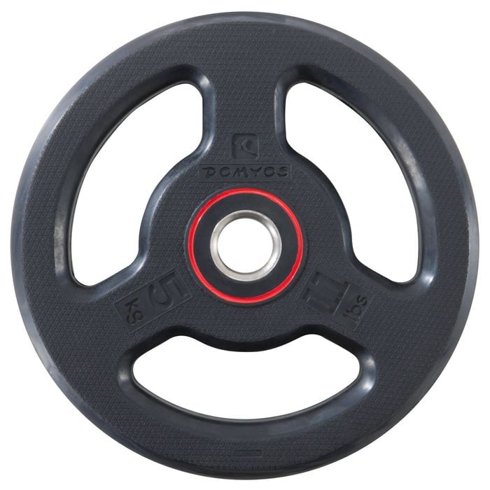 Decathlon - Rubber Weight Disc With Handles 28mm 5kg - 5 Kg