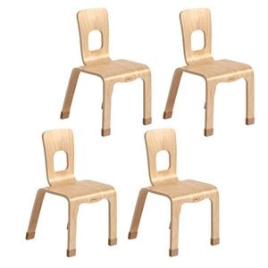 Jooyes Kids One Piece Bentwood Stackable Chair 4 Pack - H30cm - Original Wood Colour | 32cm | Kids Chair