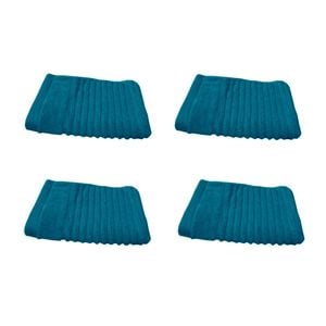 Set of 4 100% Cotton Face Washers Aspiree 33 x 33cm Teal