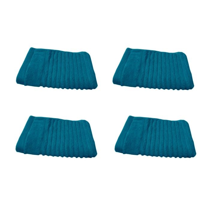 Set of 4 100% Cotton Face Washers Aspiree 33 x 33cm Teal