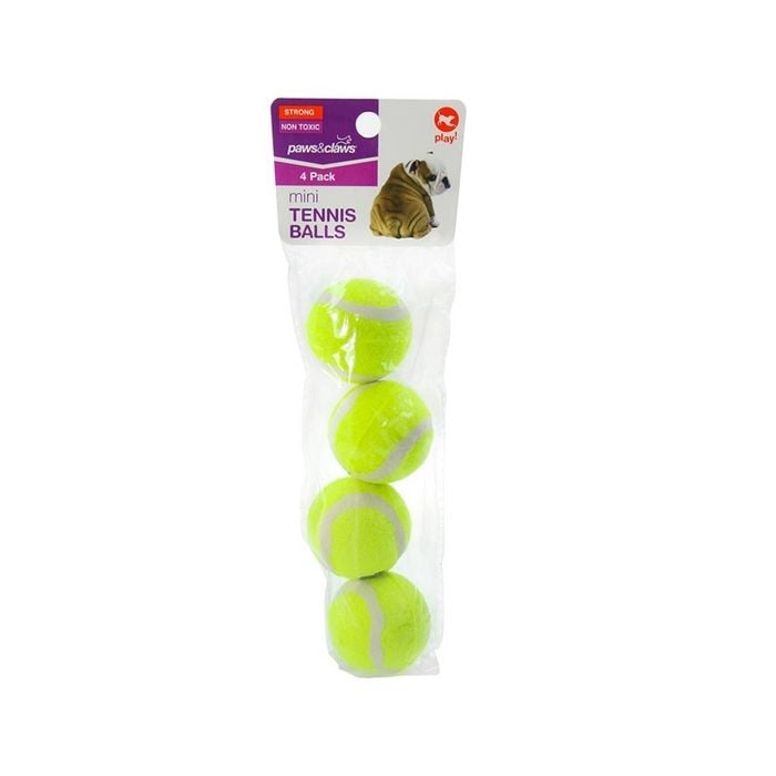 4PK Paws & Claws Mini Tennis Ball 4cm Assorted