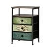 Oikiture Bedside Table Fabric Nightstand 3 Drawers Retro End Table Shelf