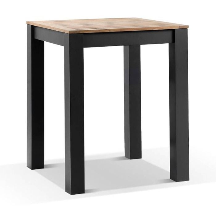 Balmoral Outdoor Square Teak Top Aluminium Bar Table Charcoal