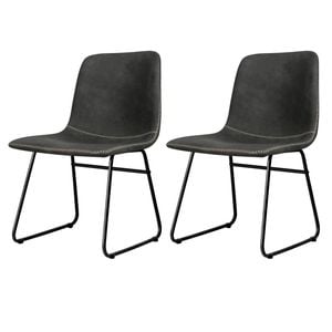Levede 2x PU Leather Padded Dining Chairs Dark Grey