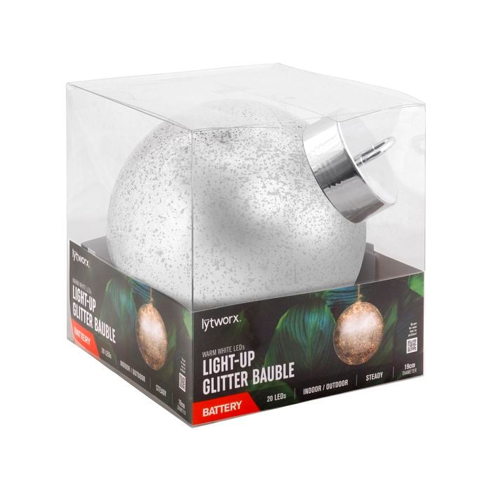 Lytworx Warm White Glitter Battery Operated Bauble