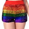 Adult Rainbow Squin Shorts Mardi Gras Gay Pride LGBT Lesbian Party Bottoms - Multicolour | One Size | SEQUIN
