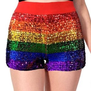 Adult Rainbow Squin Shorts Mardi Gras Gay Pride LGBT Lesbian Party Bottoms