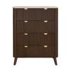 Milo Tallboy 4 Drawer Sintered Stone Travertine Top Walnut