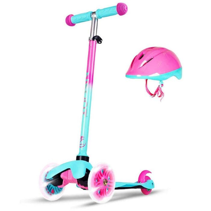 Zycom Kids Zipper Scooter With Certified Helmet - Teal/pink