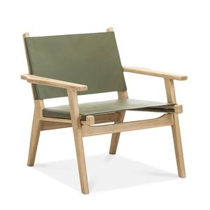 Enzo Olive Green Leather Sling Armchair