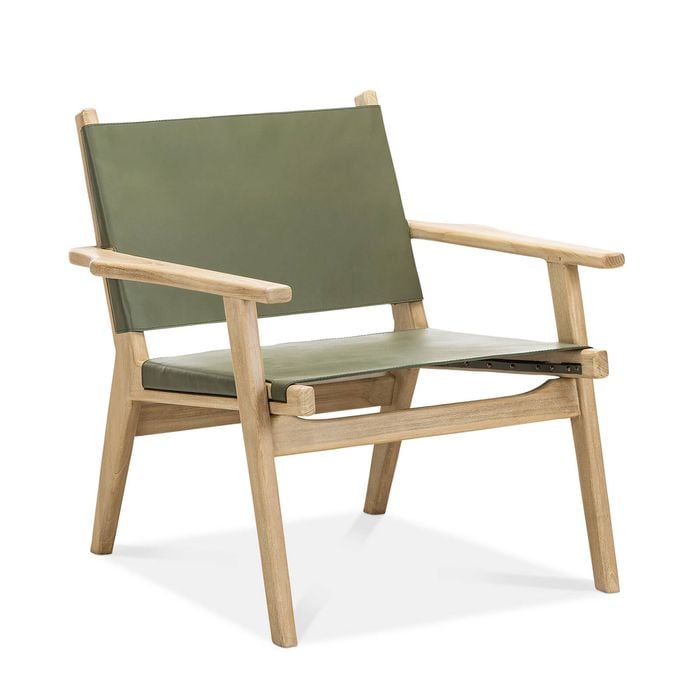 Enzo Olive Green Leather Sling Armchair
