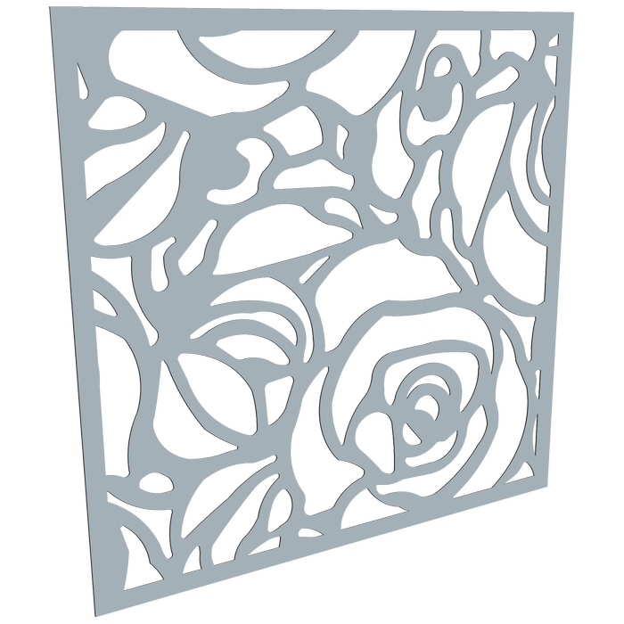 ProtectorAl 300 - 1200 x 300 - 1200mm Silver Matt / Gloss White Roses Unframed Composite Deco Panel