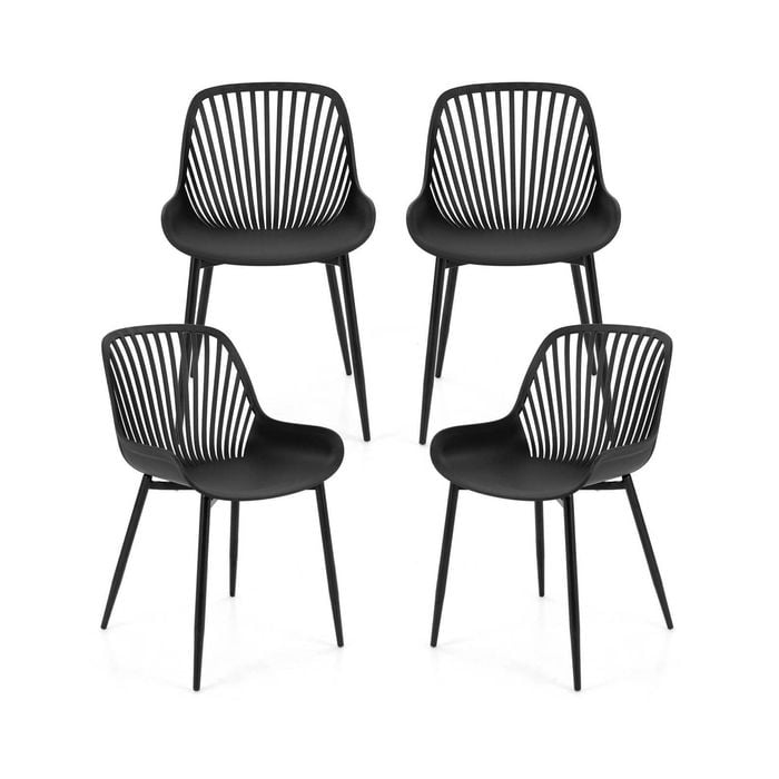 Costway 4pcs Armless Dining Chair Set Modern Kitchen Side Chairs - Black
