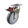 Easyroll 125mm 100kg G7 Series Grey Rubber Swivel Brake Plate Mount Castors