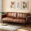 Oikiture 3 Seater Sofa Bed Sleeper Futon Faux Leather Brown