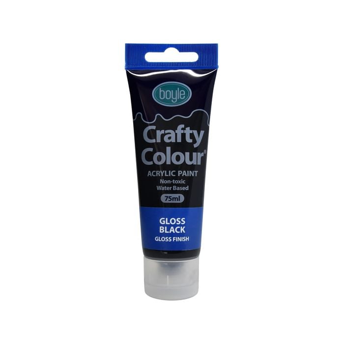 Boyle 75ml Black Gloss Crafty Colour Acrylic Paint