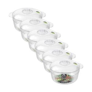 6x Lemon And Lime Crystal Vista Lidded Food Storage Bowl/container 2.7l