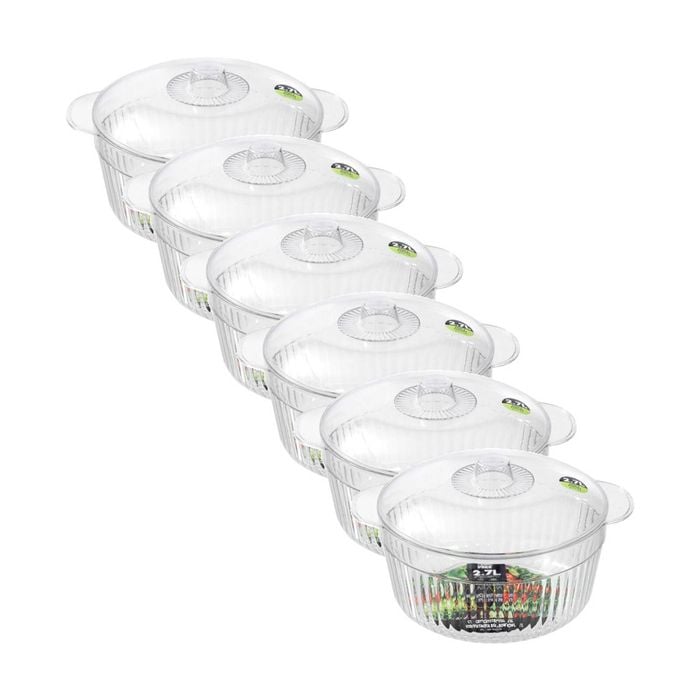 6x Lemon And Lime Crystal Vista Lidded Food Storage Bowl/container 2.7l