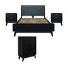 Matilda 4pc Queen Bed Suite Bedside Tallboy Frame Set Black