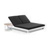 Santorini Double Sun Lounge Round Side Table White & Denim Grey Cushions