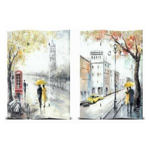 P&P Street View Room Divider - Elegant Canvas Panel with Trees for Home