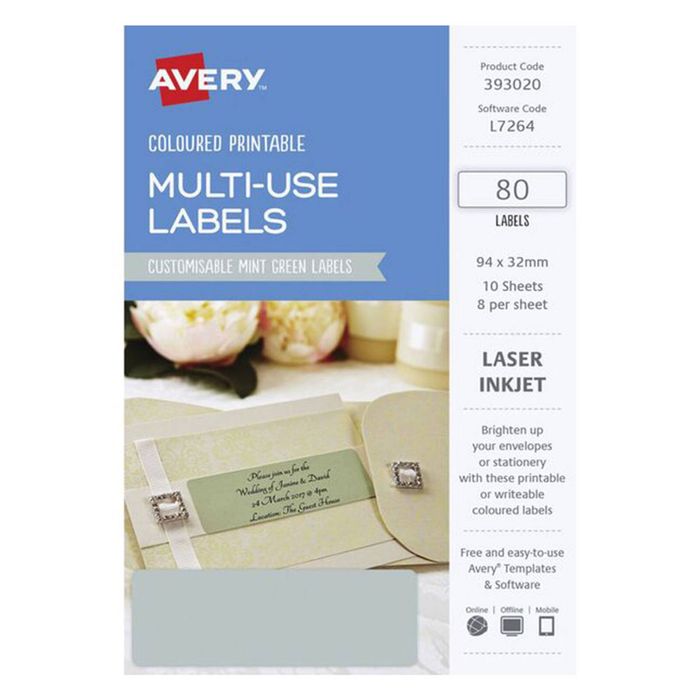 Avery Rectangular Laser Label 80pcs (94x32mm) (Salmon Pink)