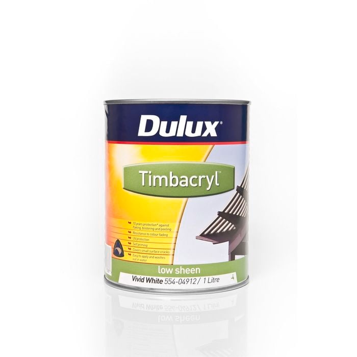 Dulux 1L Vivid White Timbacryl Low Sheen Exterior Paint
