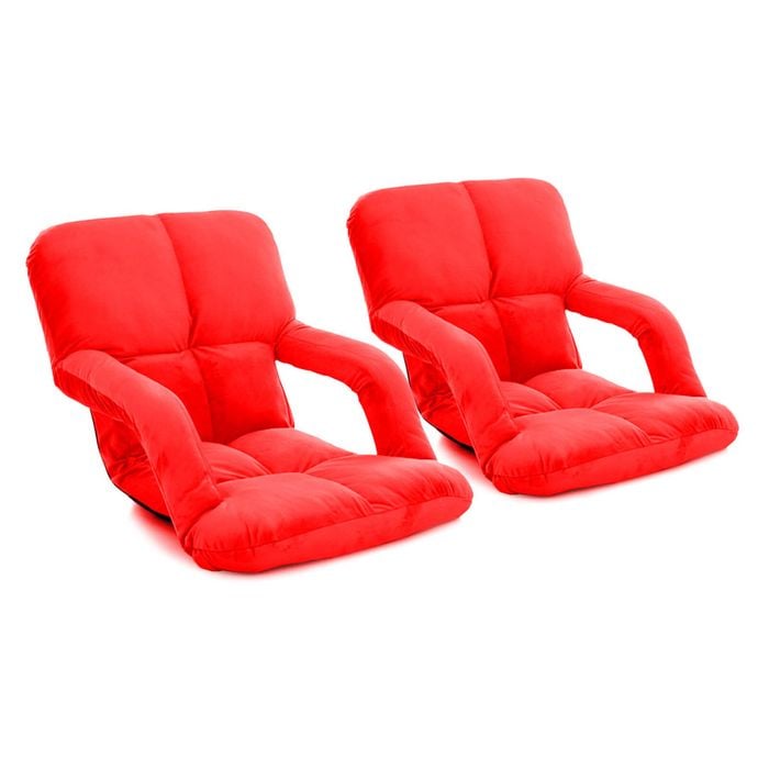 SOGA 2X Foldable Recliner Chair with Armrest Red