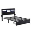 Artiss Bed Frame Double With Charging Station Storage Organizer Drawers Led Zac