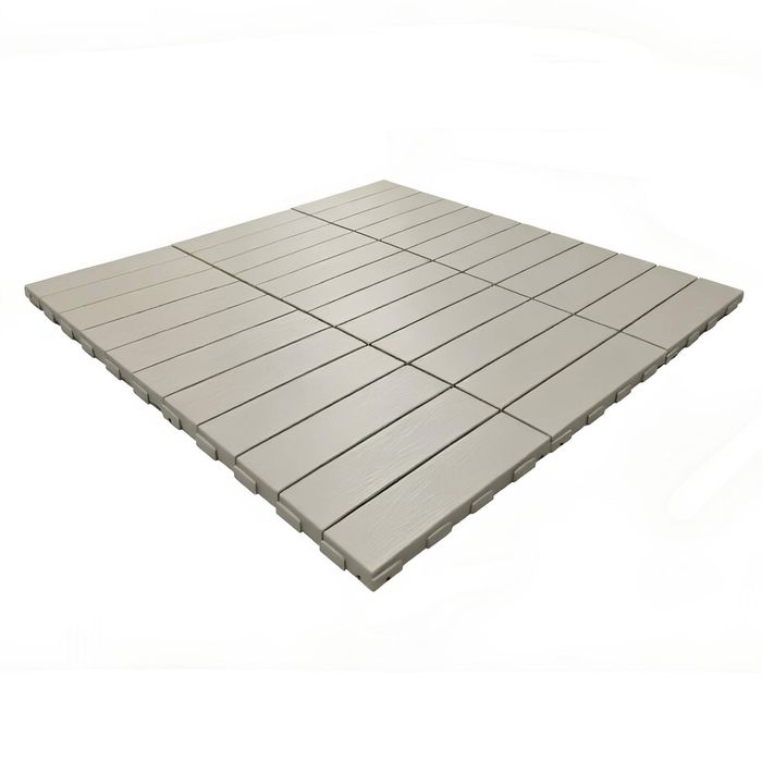 Syneco 30 x 30 x 2cm Warm Grey Polypropylene 4 Slats Decking Tile - 9 Pack 