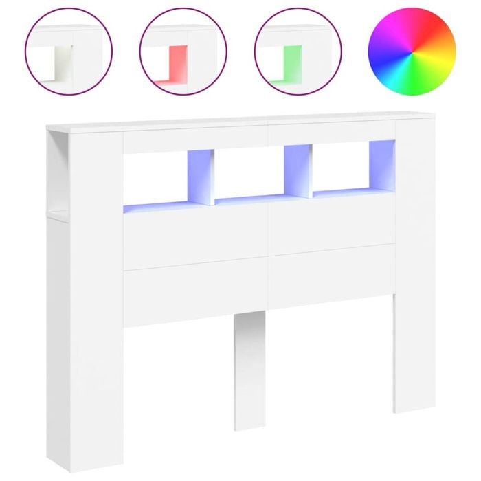 vidaXL LED Headboard Bed Header Bedroom Furniture White 140 cm Engineered Wood