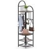 Costway 4-tier Coat Rack 180cm Corner Hall Tree Clothes Organizer Brown