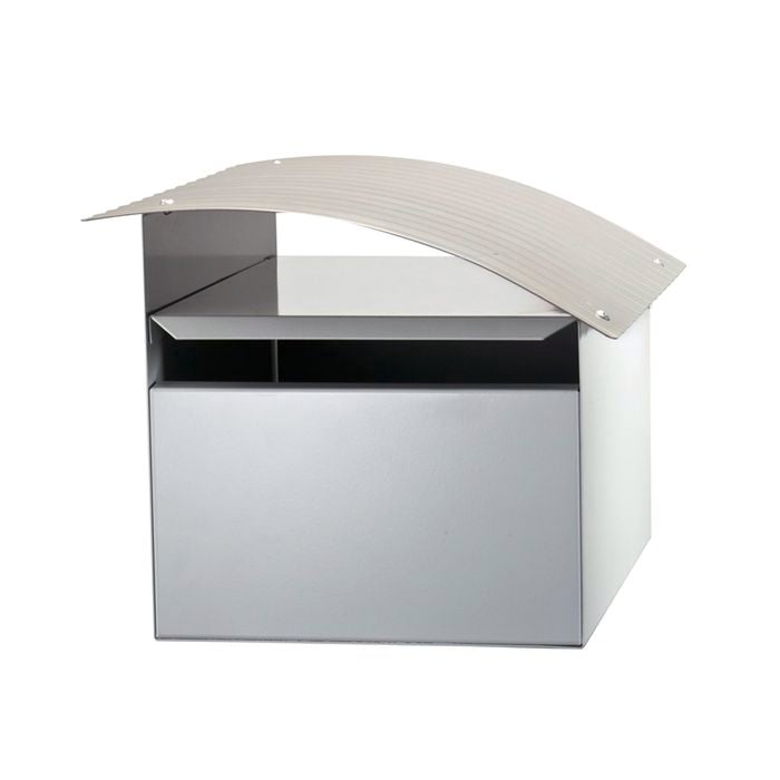 Sandleford 250 x 180 x 180mm White and Silver Galvanised Ripple Letterbox