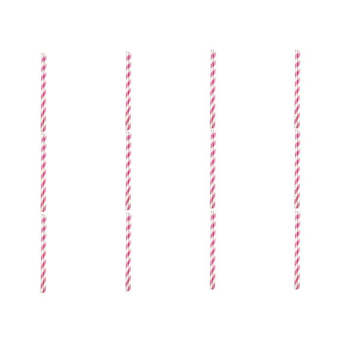 12x 50pc Appetito Disposable Paper Straws Home Kitchen - Pink Stripes